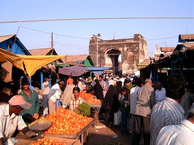 A vegetable market in Hyderabad. Food weights most heavily in India's retail inflation basket.