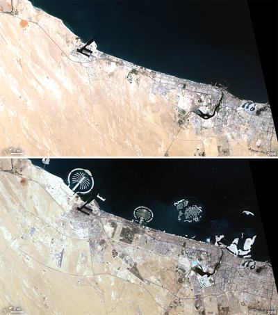 The Gulf coast near the strait, from orbit.
