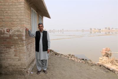 Flood water in Sindh. The July flooding ran from Afghanistan through Pakistan into India.