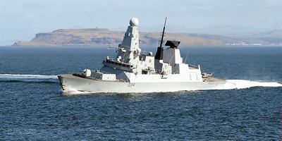 A naval vessel on patrol. The United States said the strait had been cleared of mines.