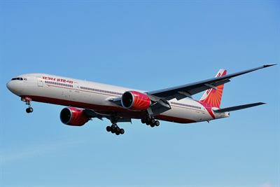 An Air India Boeing 777-300ER, the type flown on Gulf services.